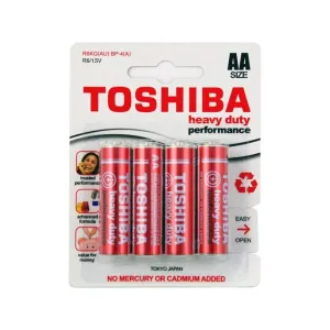 4pk Toshiba Heavy Duty AA Battery