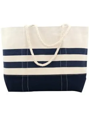 Cabana Stripe Rope Handle Canvas Carryall Tote