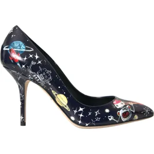 Dolce & Gabbana Blue Space Robot Leather Heels Pumps Shoes