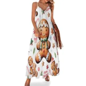 Gingerbread Christmas Spaghetti Strap Ankle-Length Dress Long dress