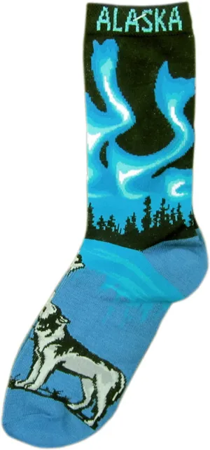 Northern Lights Wolf Socks