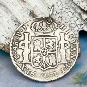 Pirate Chic Silver 4 Reale Spanish Portrait Dollar Dated 1808 - the Legendary "Piece of Eight" Pendant | Artifact #8883