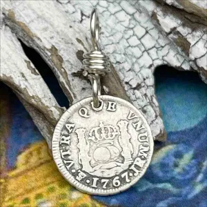 Pirate Chic Silver Half Reale Spanish Pillar Dollar Dated 1767 - the Legendary "Piece of Eight" Pendant | Artifact #8835