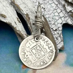 Pirate Chic Silver Half Reale Spanish Portrait Dollar Dated 1807 - the Legendary "Piece of Eight" Pendant | Artifact #8834