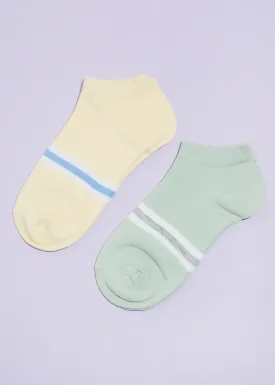 Solid Color Striped Low-Cut Socks