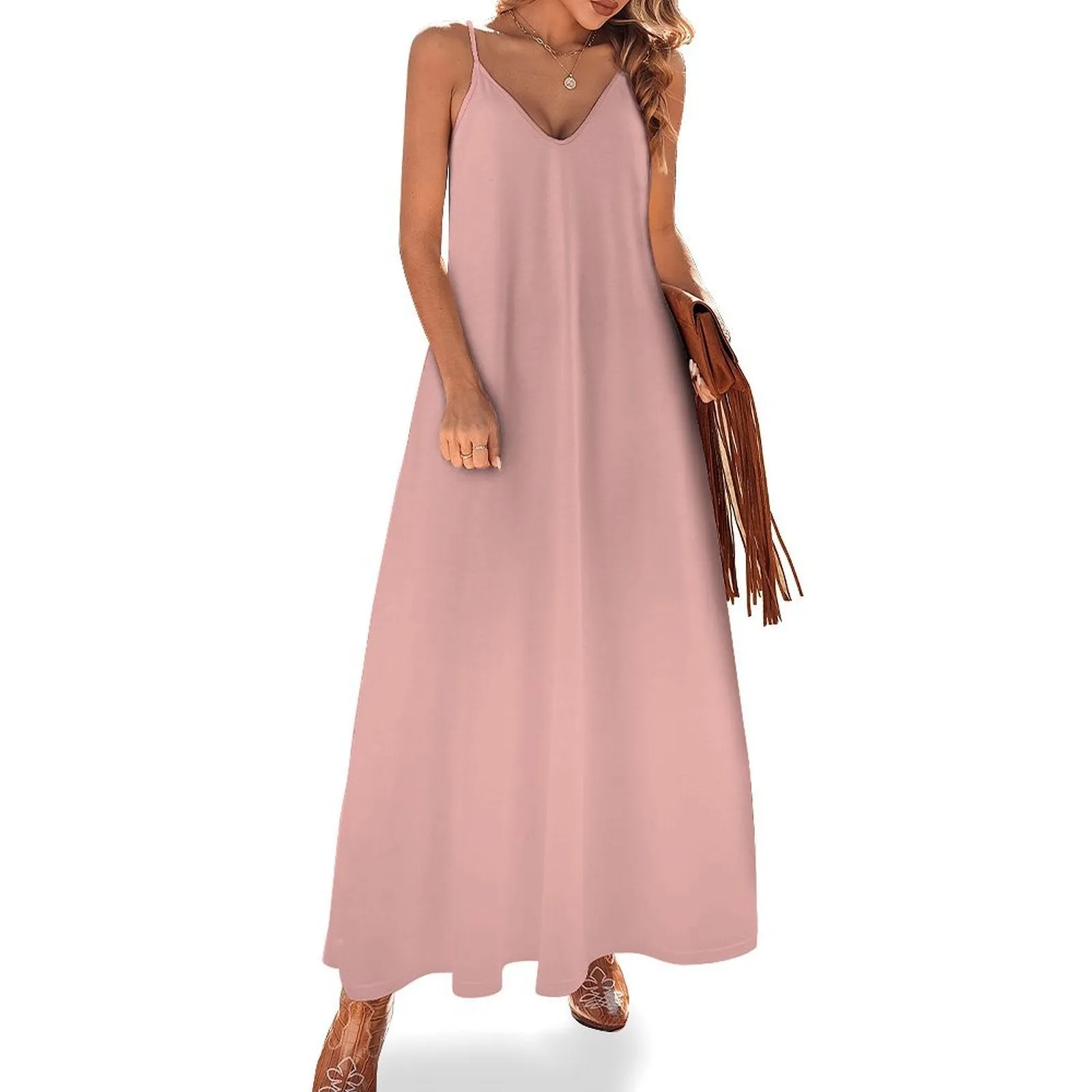 Spaghetti Strap Ankle-Length Dress Long dress Mandys's Pink